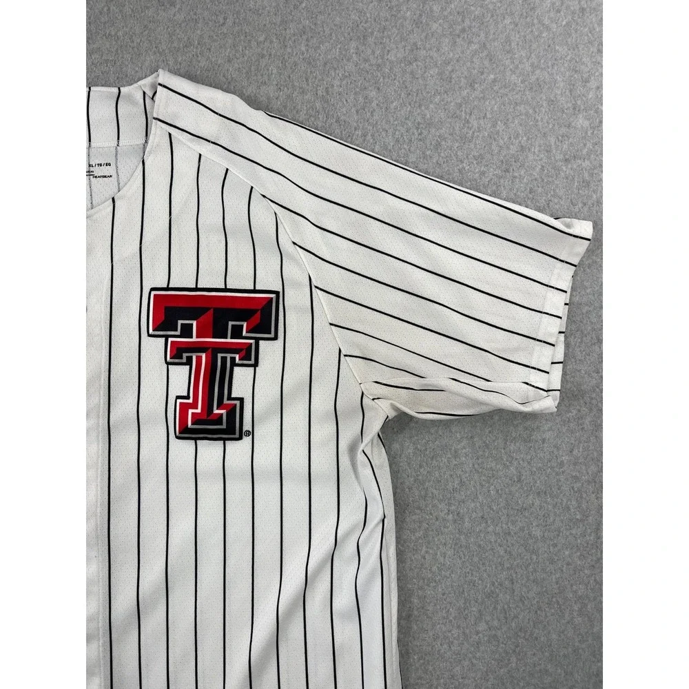 Texas Tech Red Raiders Baseball Jersey Mens XL White Pinstripe Under Armour